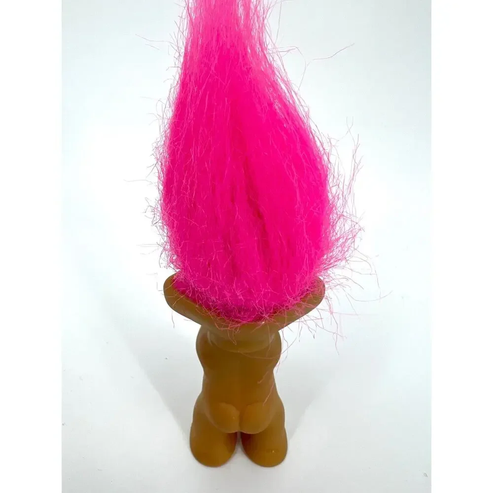 Vintage Russ Lucky Troll Doll Pink Hair Brown Eyes Clapping Hands